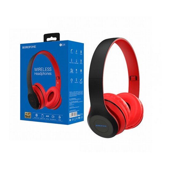 HEADPHONE BOROFONE BO4 WITH TF CARD FUNCTION, AUX PLAY MODE RED HEADPHONE BOROFONE BO4 WITH TF CARD FUNCTION, AUX PLAY MODE RED